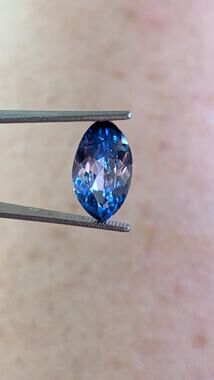 6 Carat Marquis Cut Bi-Color Blue Sapphire Loose Gemstone Recrystallized Gem